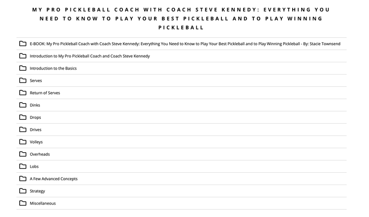 Pickler Pickleball ONLINE VIDEO LESSONS - My Pro Pickleball Coach with Coach Steve Kennedy: Everything You Need to Know to Play Your Best Pickleball and to Play Winning Pickleball