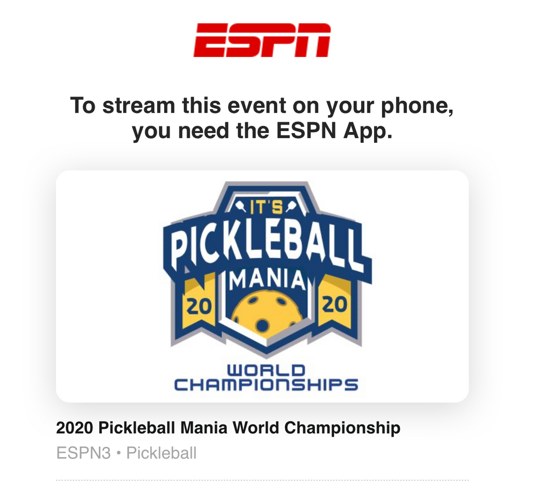 Live Pickleball on ESPN: Sport Continues in the Face of COVID-19 with It's Pickleball Mania World Championships | Pickler Pickleball